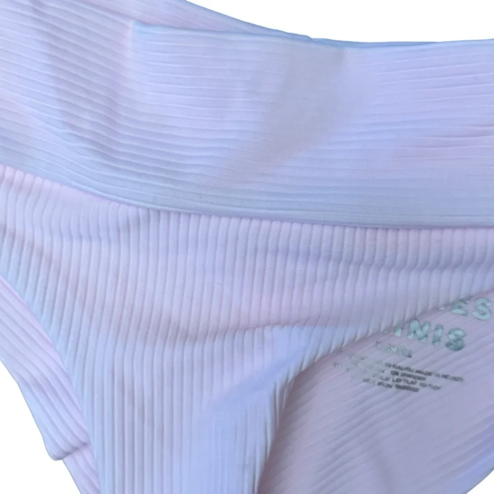 Frankie's Bikinis Gavin Ribbed Love Pink Bikini‎ Bottom nwt